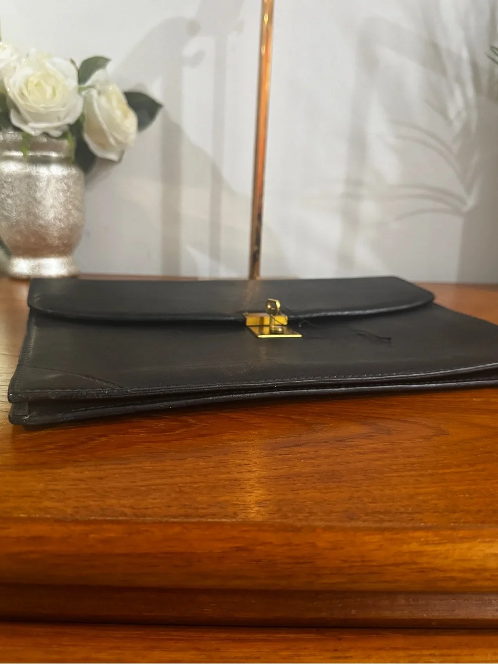 Gazzarrini Firenze Black Leather Men’s Document Folio Gold Lock have the key